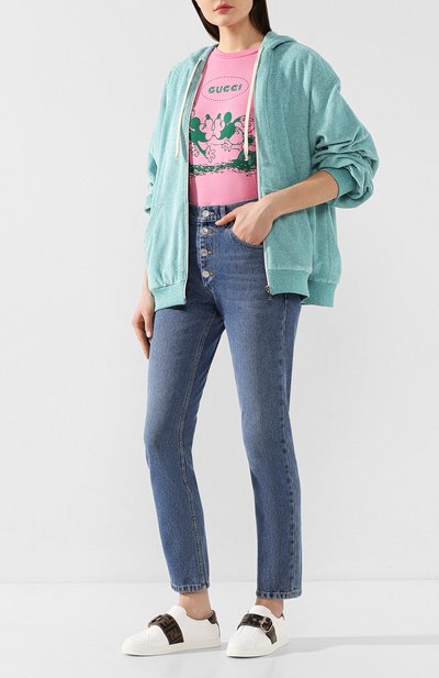 Толстовка из вискозы GUCCI бирюзового цвета по цене 116000 руб., арт. 605400/XJBW2, фото 2 Толстовка из вискозы GUCCI, арт. 605400/XJBW2, фото 2