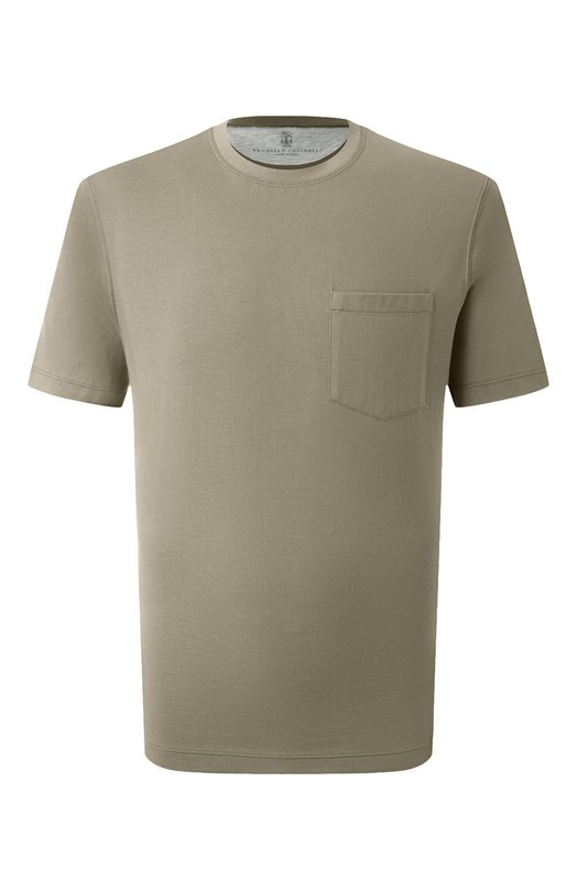 Хлопковая футболка Brunello Cucinelli M0B131376 Хаки M0B131376