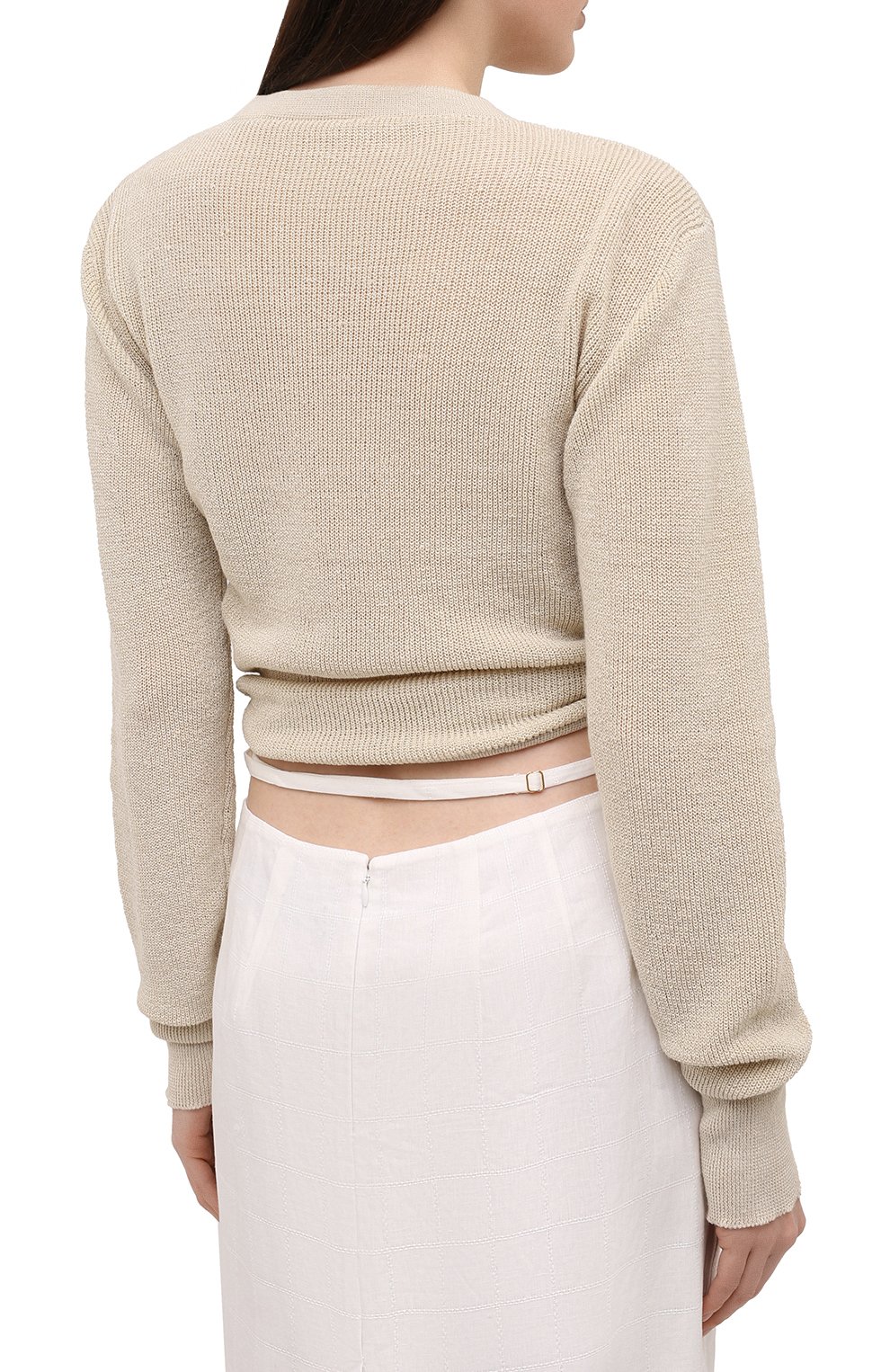 Льняной кардиган JACQUEMUS бежевого цвета по цене 32550 руб., арт. 211KN42/210800, фото 4 Льняной кардиган JACQUEMUS, арт. 211KN42/210800, фото 4