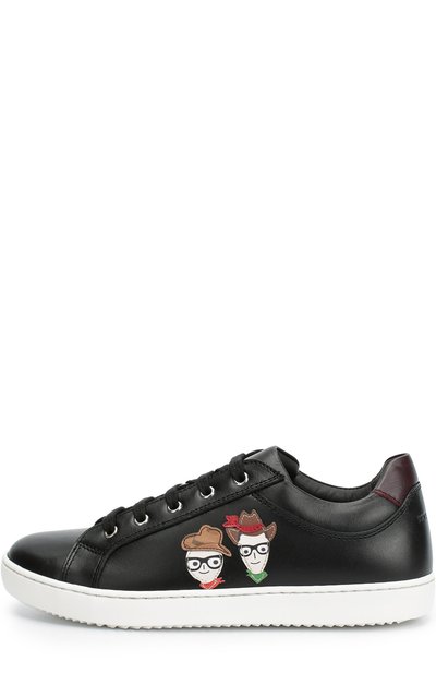 Кожаные кеды с нашивками DOLCE & GABBANA, арт. 0132/DA0497/AB579/29-36, фото 1