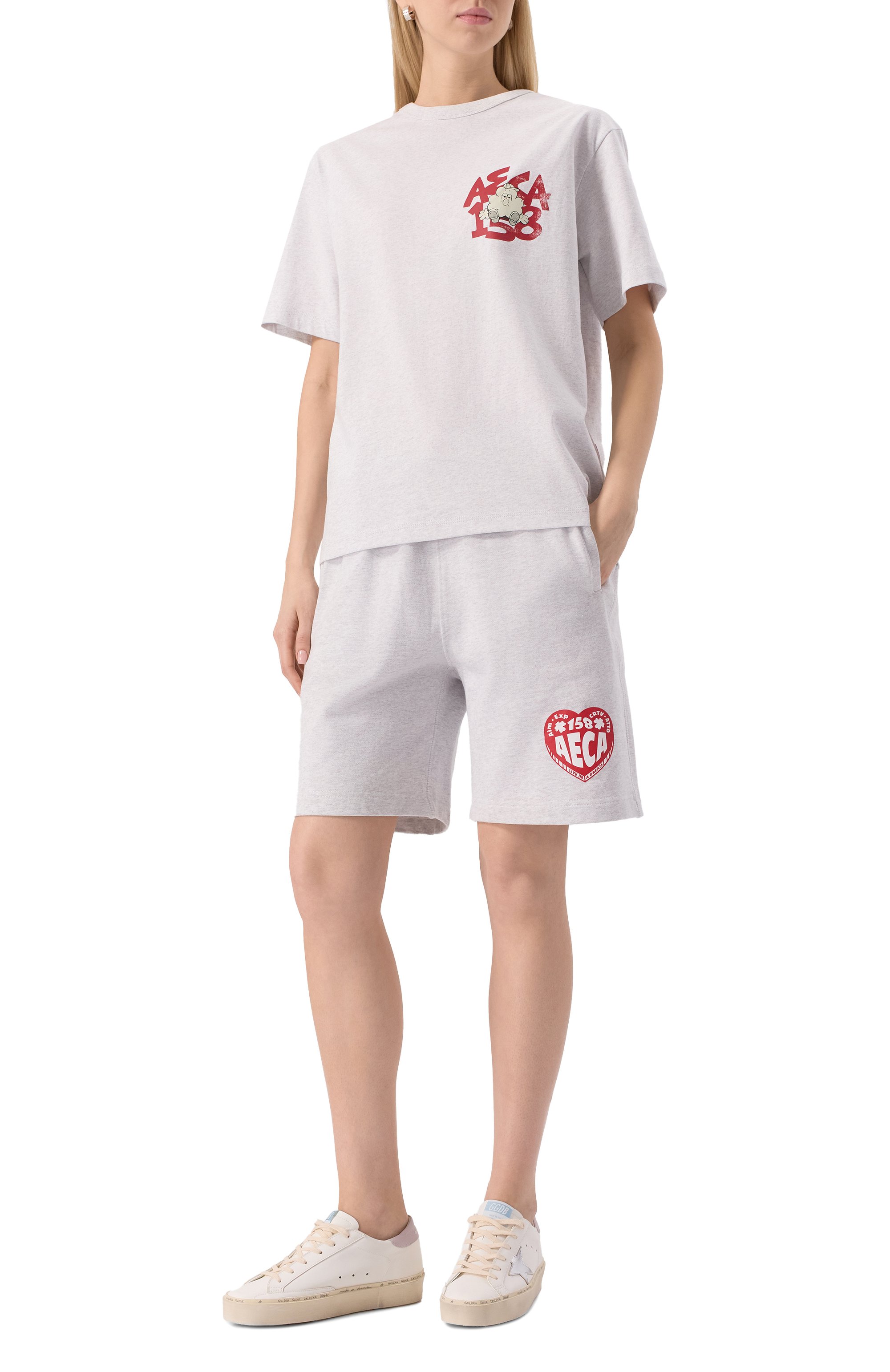 Хлопковая футболка AECA WHITE светло-серого цвета по цене 12090 руб., арт. AWCMSSBDTTSST001C0.WHITE (L), фото 2 Хлопковая футболка AECA WHITE, арт. AWCMSSBDTTSST001C0.WHITE (L), фото 2