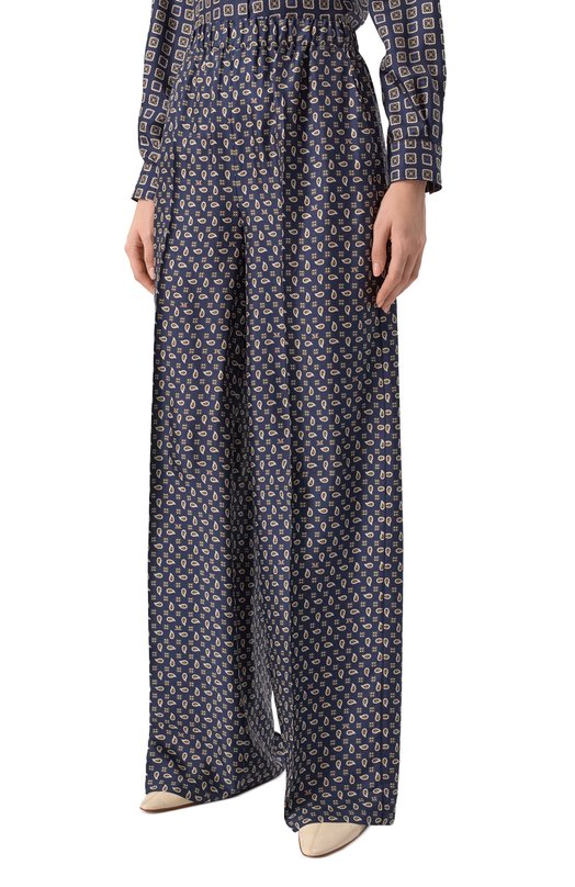 Шелковые брюки Max Mara MXMVISCHI0 Синий  MXMVISCHI0 Фото 3