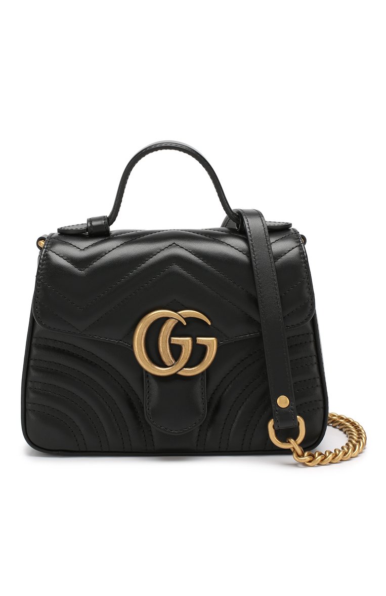 Женская сумка gg marmont GUCCI черного цвета, арт. 547260/DTDIT | Фото 6 (Сумки-технические: Сумки через плечо, Сумки top-handle; Материал внутренний: Не назначено; Материал: Натуральная кожа; Материал сплава: Проставлено; Размер: mini; Ремень/цепочка: На ремешке; Драгоценные камни: Проставлено)