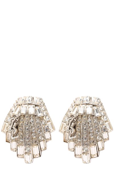 Серьги-клипсы с отделкой из кристаллов и логотипом бренда SAINT LAURENT, арт. 486060/Y0623, фото 1