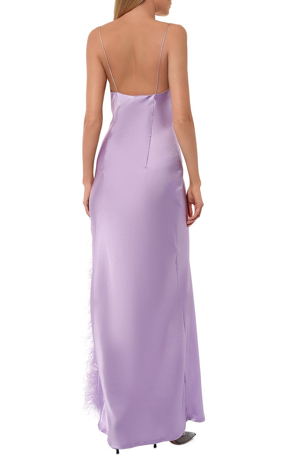 Атласное платье с отделкой перьями SASHA KIM, арт. УТ-00001314, фото 4