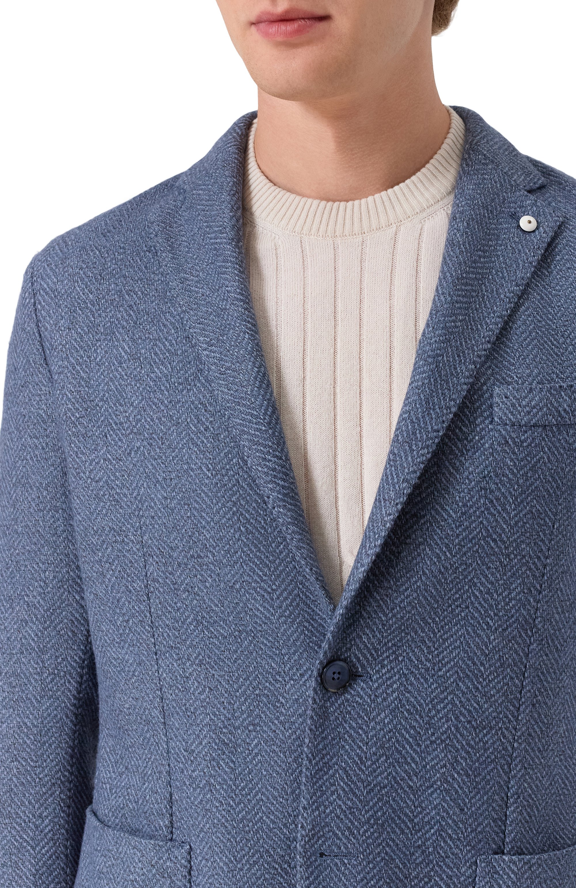 Пиджак из шерсти и хлопка L.B.M. 1911 синего цвета по цене 98550 руб., арт. 2887/55515, фото 6 Пиджак из шерсти и хлопка L.B.M. 1911, арт. 2887/55515, фото 6