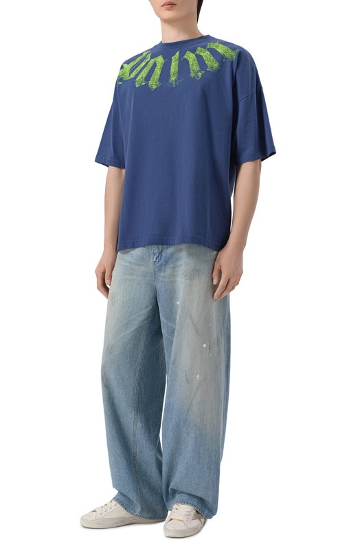 Хлопковая футболка Palm Angels PMAA10DS26JER002 Синий  PMAA10DS26JER002 Фото 2