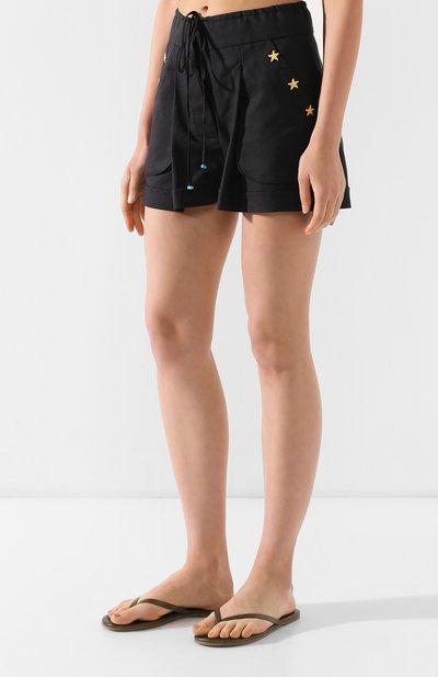 Шорты из смеси хлопка и льна A MERE CO черного цвета по цене 33400 руб., арт. AMC/R19074, фото 3 Шорты из смеси хлопка и льна A MERE CO, арт. AMC/R19074, фото 3