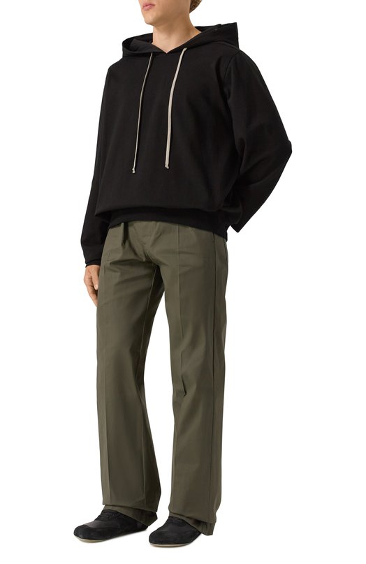 Хлопковые брюки Rick Owens RU02E1378/TE Хаки  RU02E1378/TE Фото 2