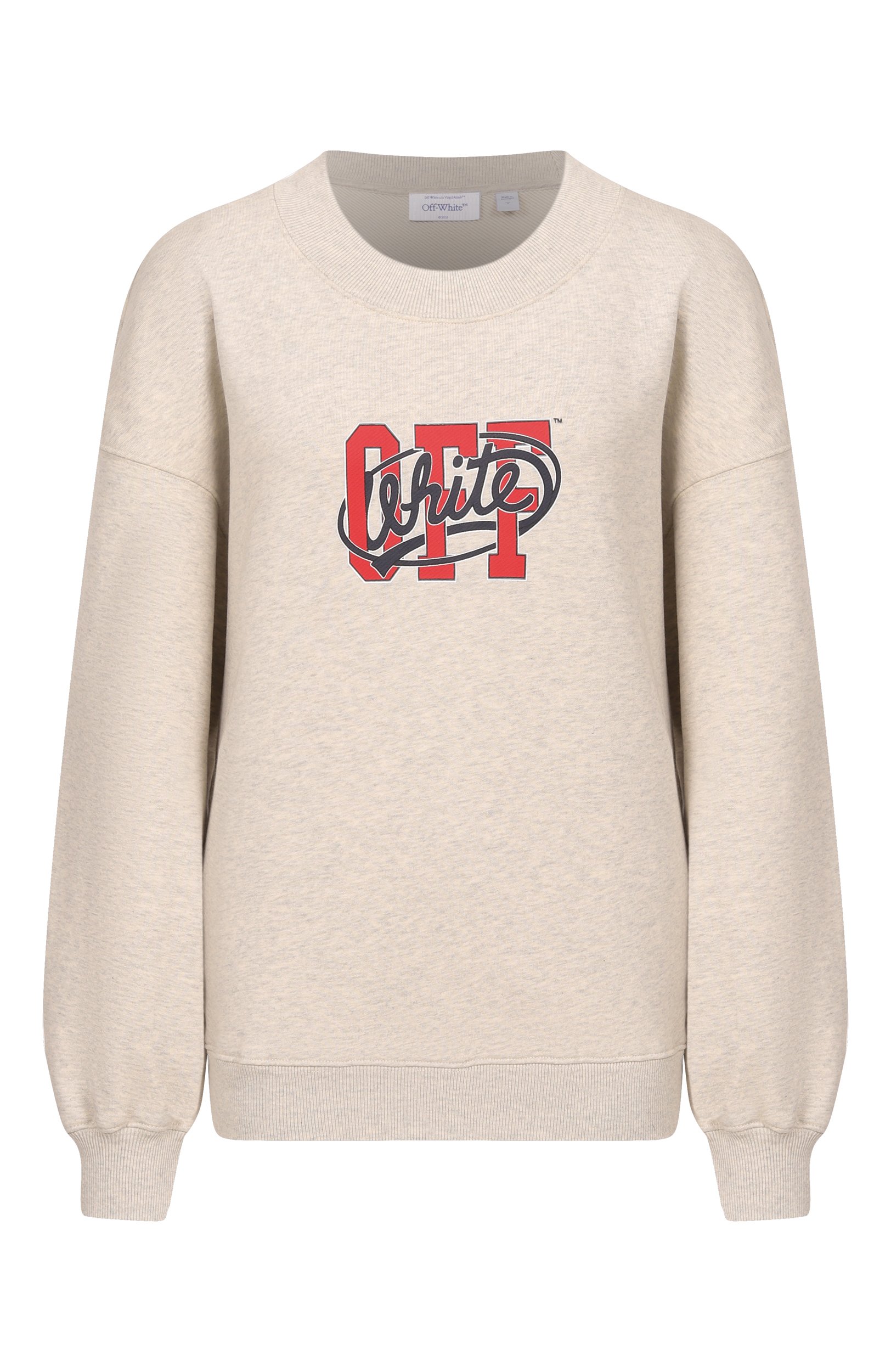 Хлопковый свитшот OFF-WHITE светло-бежевого цвета по цене 59500 руб., арт. 2FE00513T, фото 1 Хлопковый свитшот OFF-WHITE, арт. 2FE00513T, фото 1
