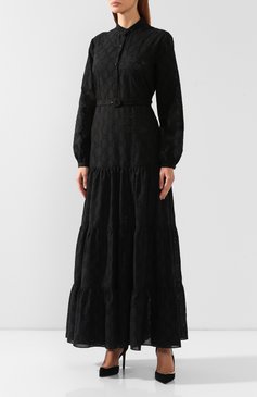 Женское хлопковое платье GUCCI черного цвета, арт. 569021/ZABI8 | Фото 3 (Длина Ж (юбки, платья, шорты): Макси; Статус проверки: Проверена категория; Материал внешний: Хлопок; Рукава: Длинные; Случай: Повседневный; Женское Кросс-КТ: Платье-одежда; Материал сплава: Проставлено; Ювелирные украшения: Назначено; Драгоценные камни: Проставлено)