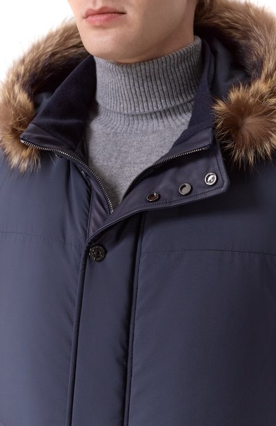 Пуховик с отделкой из енота STEFANO RICCI темно-синего цвета по цене 969000 руб., арт. M7J5300433/PL001H, фото 5 Пуховик с отделкой из енота STEFANO RICCI, арт. M7J5300433/PL001H, фото 5