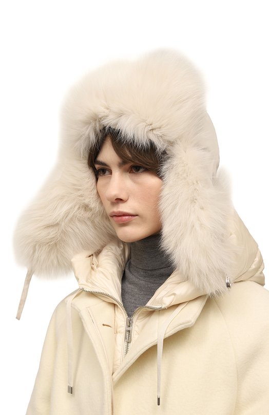 Шапка-ушанка с мехом песца Yves Salomon 23WAA618XXD0LU Белый  23WAA618XXD0LU Фото 2