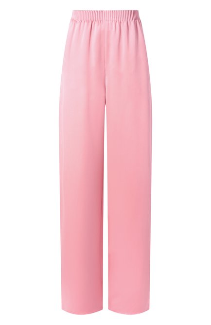 Женские атласные брюки VALENTINO розового цвета, арт. 6B3RB68590E | Фото 1 (Длина (брюки, джинсы): Удлиненные; Драгоценные камни: Проставлено; Материал внешний: Шелк; Материал сплава: Проставлено)