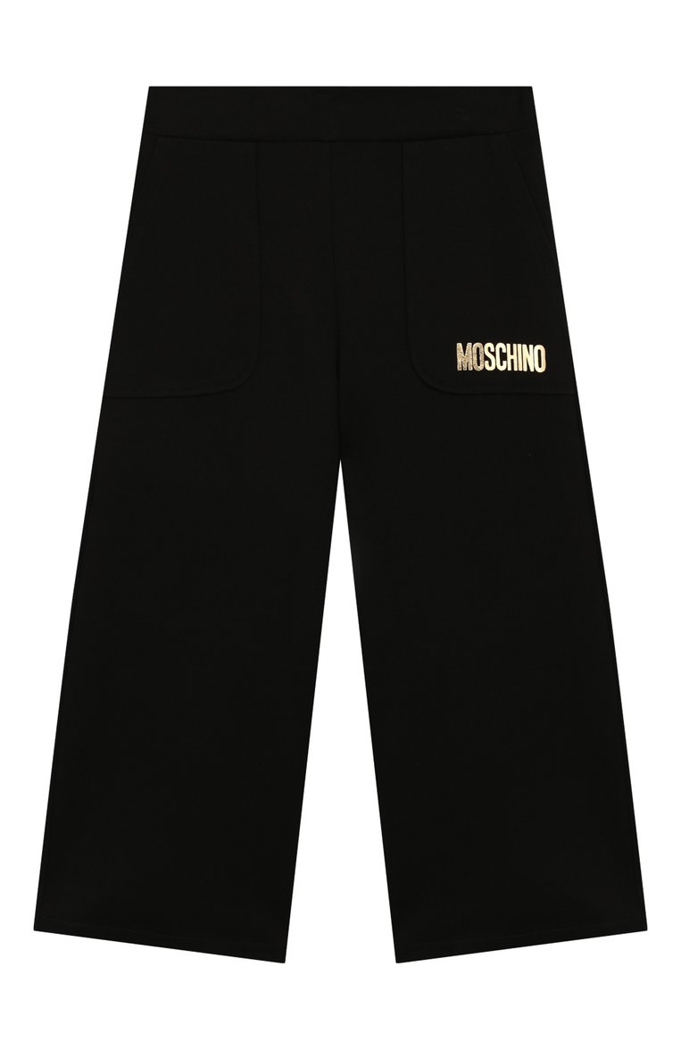 Детские кюлоты MOSCHINO черного цвета, арт. HDP035/LJA03/10A-14A | Фото 1 (Статус проверки: Проверена категория; Материал внешний: Вискоза; Девочки Кросс-КТ: Брюки-одежда; Нос: Не проставлено)