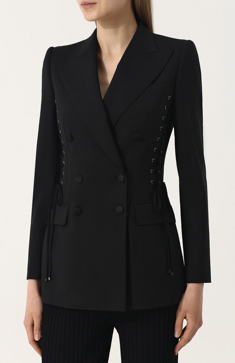 Однотонный двубортный жакет со шнуровкой DOLCE & GABBANA, арт. F293KT/FUBEH, фото 3