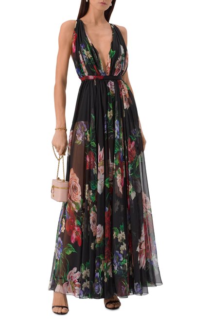 Женское шелковое платье DOLCE & GABBANA разноцветного цвета, арт. F6ZA1T/IS1Y7 | Фото 2 (Автоматизация ТО: Проставлено; Длина Ж (юбки, платья, шорты): Макси; Автоматизация состава: Проставлено; Материал внешний: Шелк)