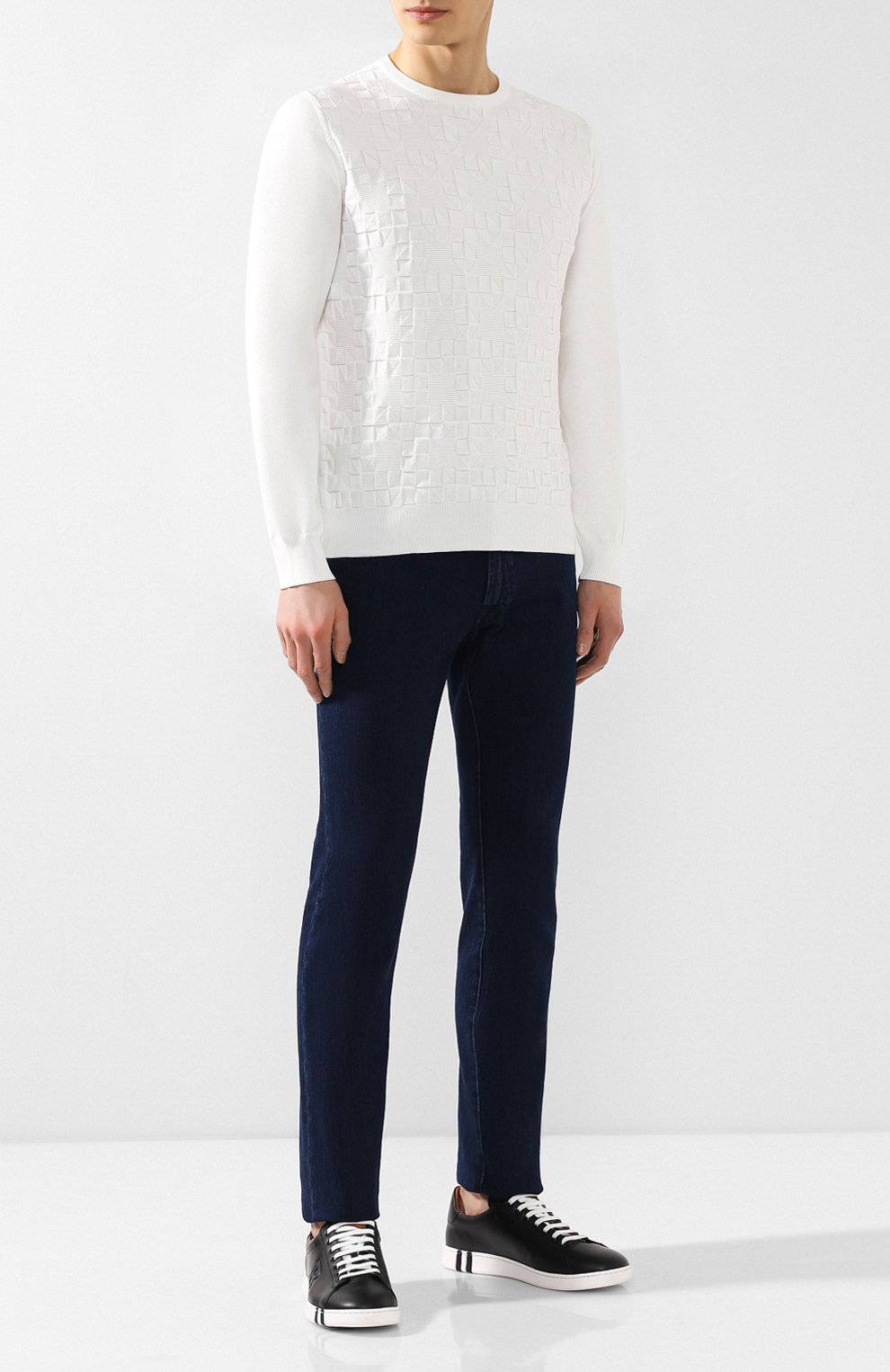 Хлопковый джемпер FIORONI белого цвета по цене 49900 руб., арт. M18210A1, фото 2 Хлопковый джемпер FIORONI, арт. M18210A1, фото 2