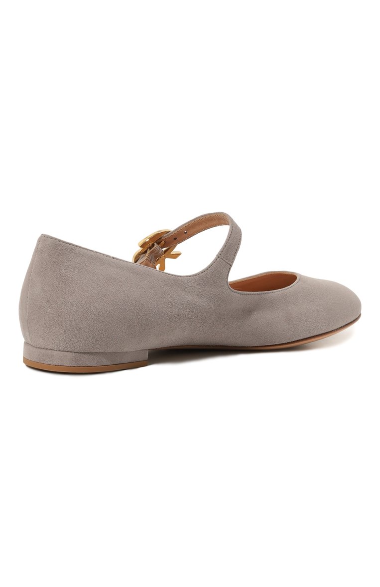 Женские замшевые балетки mary ribbon 05 GIANVITO ROSSI серого цвета, арт. G22164.05CU0.CAMSHAD | Фото 3 (Материал внутренний: Натуральная кожа; Каблук высота: Низкий; Подошва: Плоская; Материал внешний: Замша, Натуральная кожа)