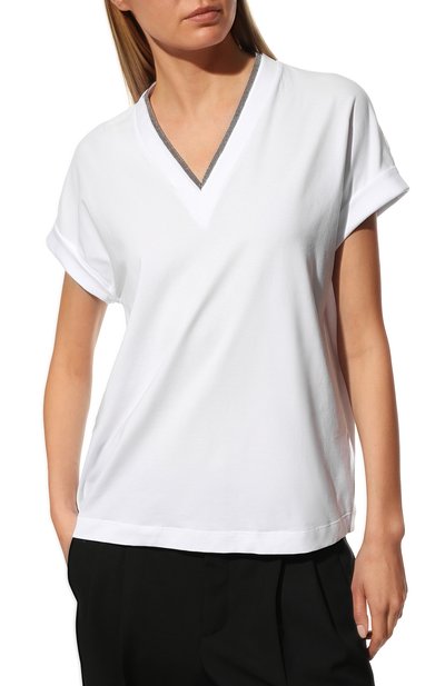 Хлопковая футболка BRUNELLO CUCINELLI, арт. MPT18BD222, фото 3