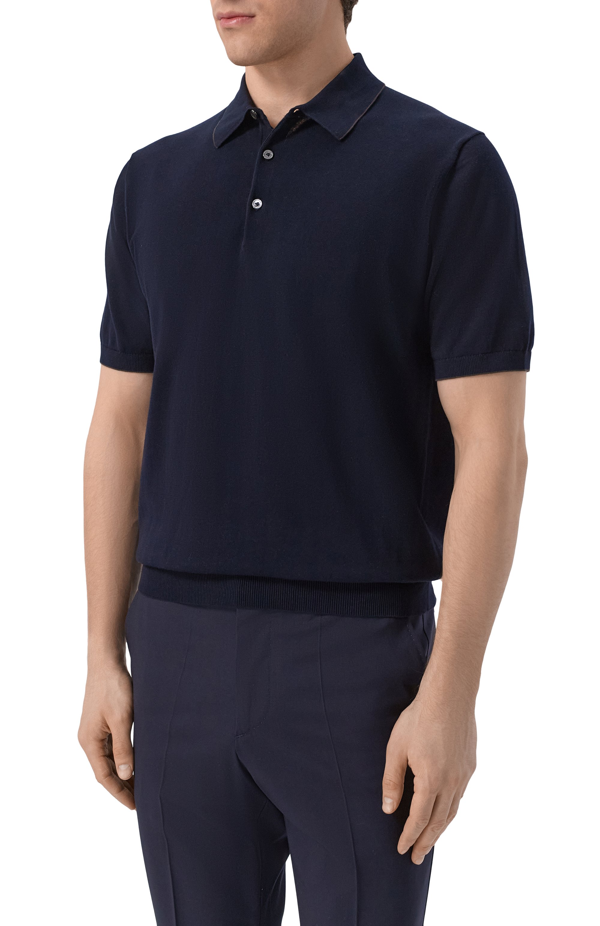 Хлопковое поло VAN LAACK темно-синего цвета по цене 27300 руб., арт. VL-SANDR0-SBF/S00301, фото 3 Хлопковое поло VAN LAACK, арт. VL-SANDR0-SBF/S00301, фото 3