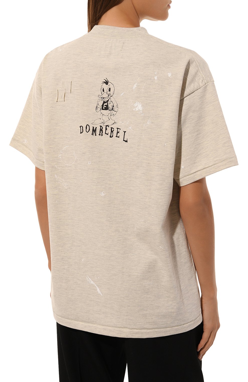 Хлопковая футболка DOMREBEL кремового цвета по цене 23350 руб., арт. SCH00LYARD/T-SHIRT, фото 4 Хлопковая футболка DOMREBEL, арт. SCH00LYARD/T-SHIRT, фото 4