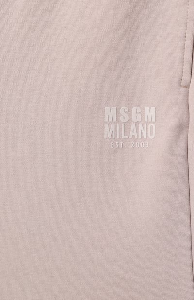 Хлопковые шорты MSGM KIDS светло-бежевого цвета по цене 7555 руб., арт. S5MSJUBE173, фото 3 Хлопковые шорты MSGM KIDS, арт. S5MSJUBE173, фото 3