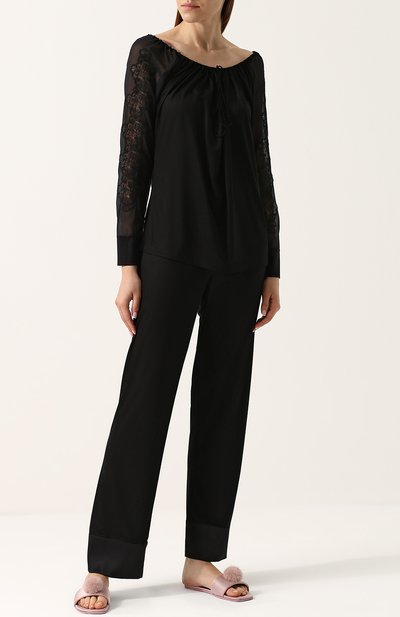 Однотонный топ с длинным рукавом и круглым вырезом LA PERLA, арт. 0004810, фото 2