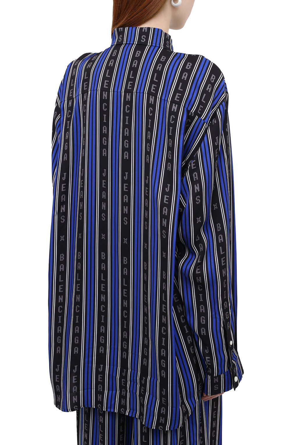 Рубашка из вискозы BALENCIAGA синего цвета по цене 105500 руб., арт. 658956/TKL32, фото 4 Рубашка из вискозы BALENCIAGA, арт. 658956/TKL32, фото 4