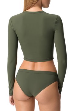 Женский рашгард JIL SANDER хаки цвета, арт. J40SD0115/J20011 | Фото 3 (Длина Ж (юбки, платья, шорты): Мини; Женское Кросс-КТ: Раздельные купальники; Рукава: Длинные; Материал внешний: Синтетический материал)