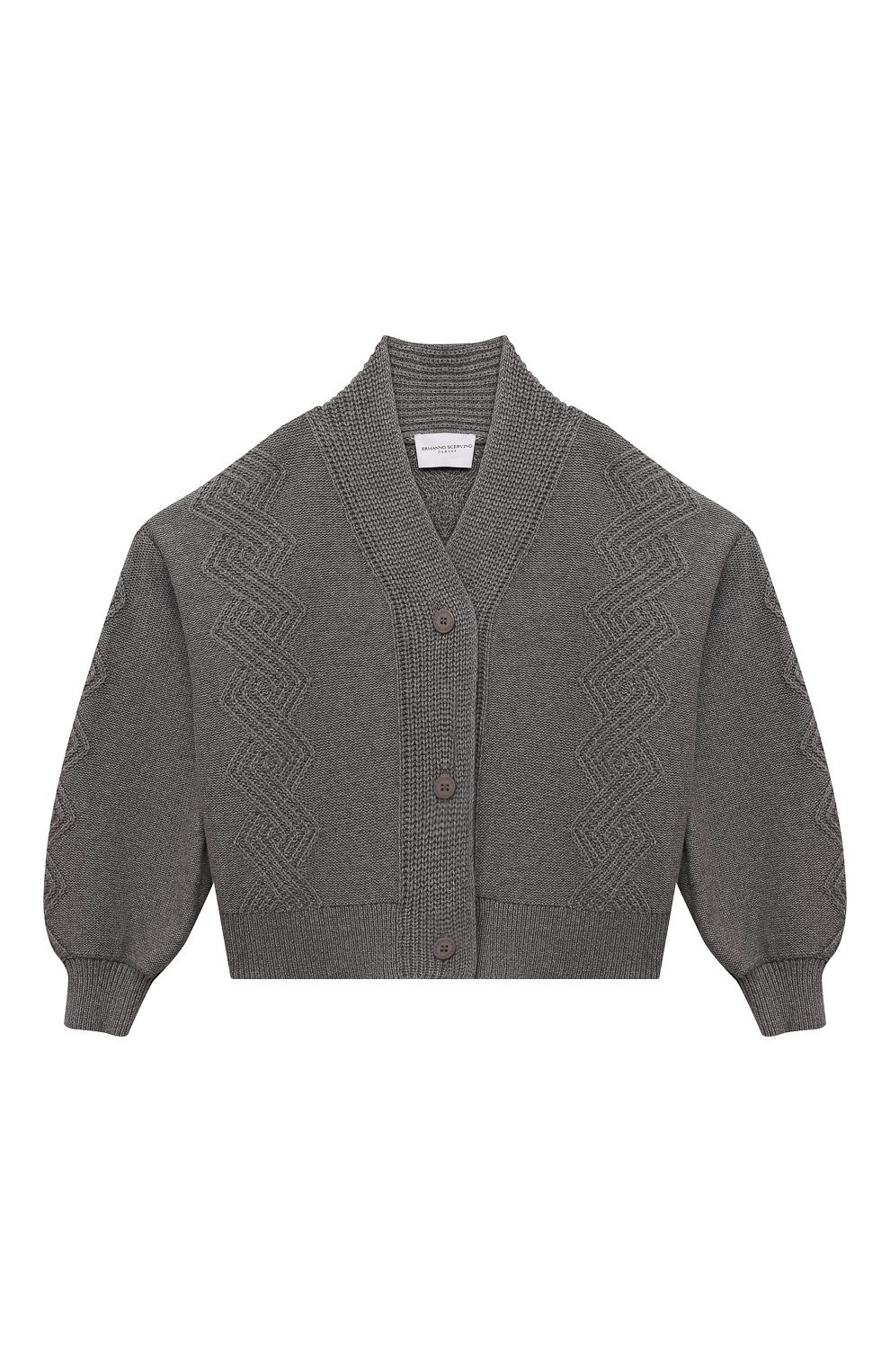 Хлопковый кардиган ERMANNO SCERVINO темно-серого цвета по цене 14200 руб., арт. SFMA019C/FL226, фото 1 Хлопковый кардиган ERMANNO SCERVINO, арт. SFMA019C/FL226, фото 1
