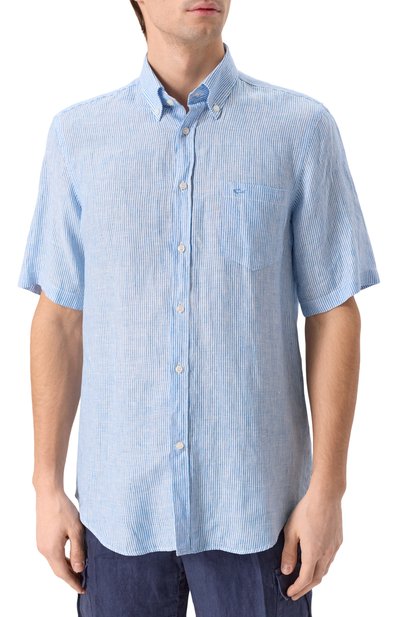 Льняная рубашка PAUL&SHARK голубого цвета по цене 39050 руб., арт. 25413011, фото 3 Льняная рубашка PAUL&SHARK, арт. 25413011, фото 3