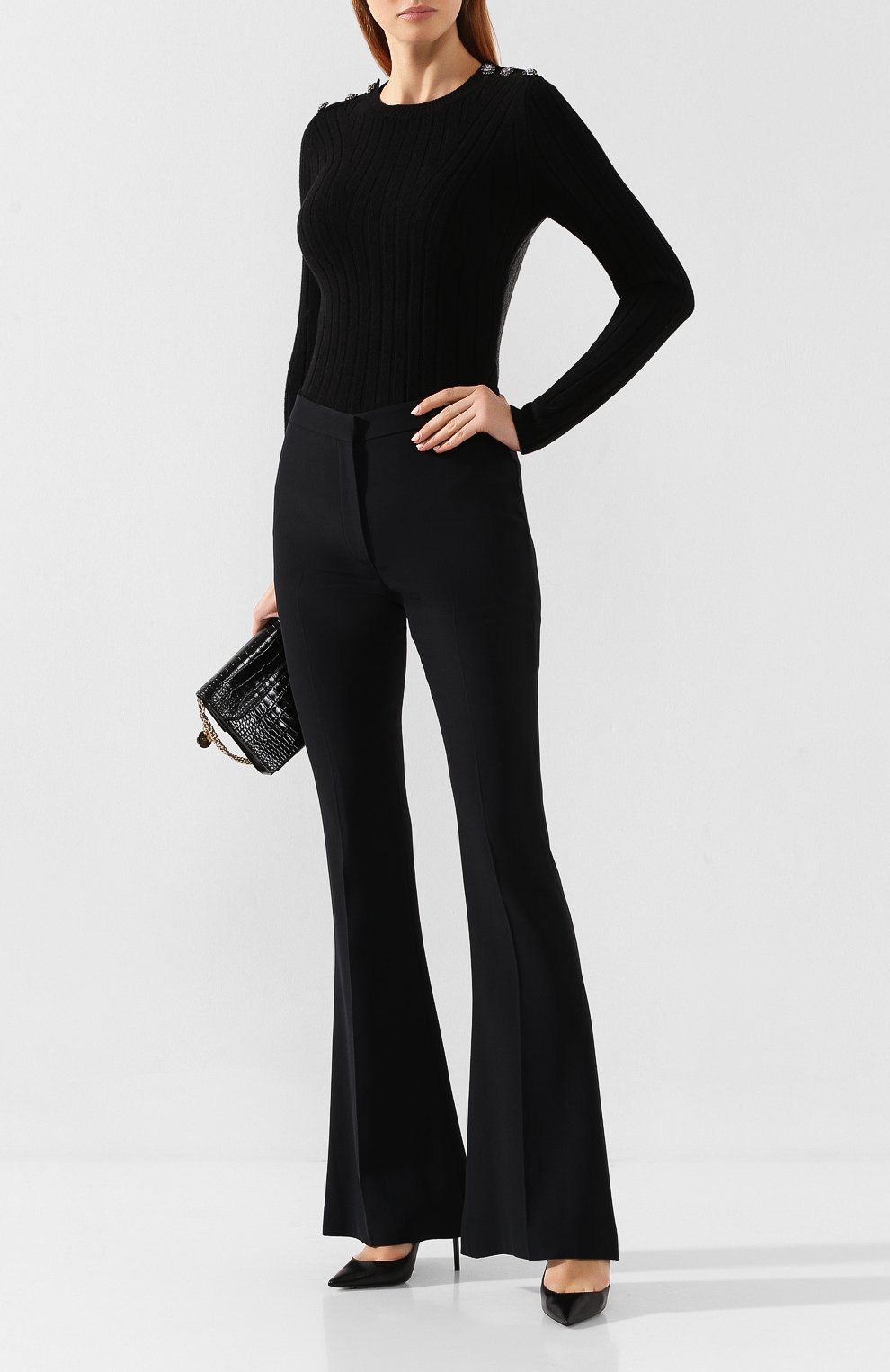 Шерстяной пуловер ALEXANDER MCQUEEN черного цвета по цене 125500 руб., арт. 595023/Q1AK4, фото 2 Шерстяной пуловер ALEXANDER MCQUEEN, арт. 595023/Q1AK4, фото 2