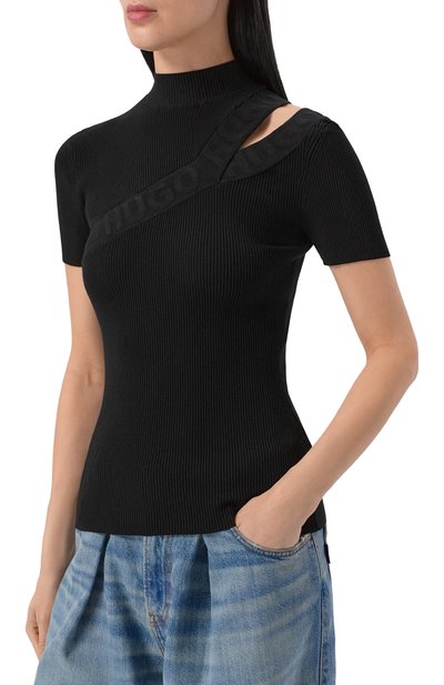 Топ из вискозы HUGO черного цвета по цене 21450 руб., арт. 50500764, фото 3 Топ из вискозы HUGO, арт. 50500764, фото 3