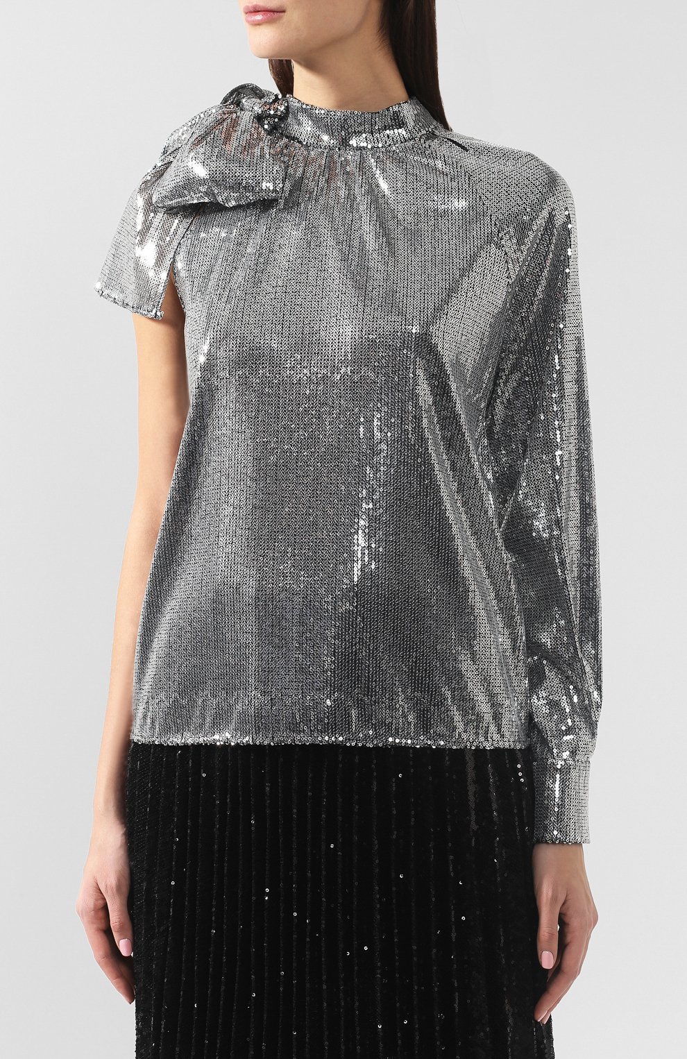 Блузка с пайетками MSGM серебряного цвета по цене 72000 руб., арт. 2643MDM20 195138, фото 3 Блузка с пайетками MSGM, арт. 2643MDM20 195138, фото 3