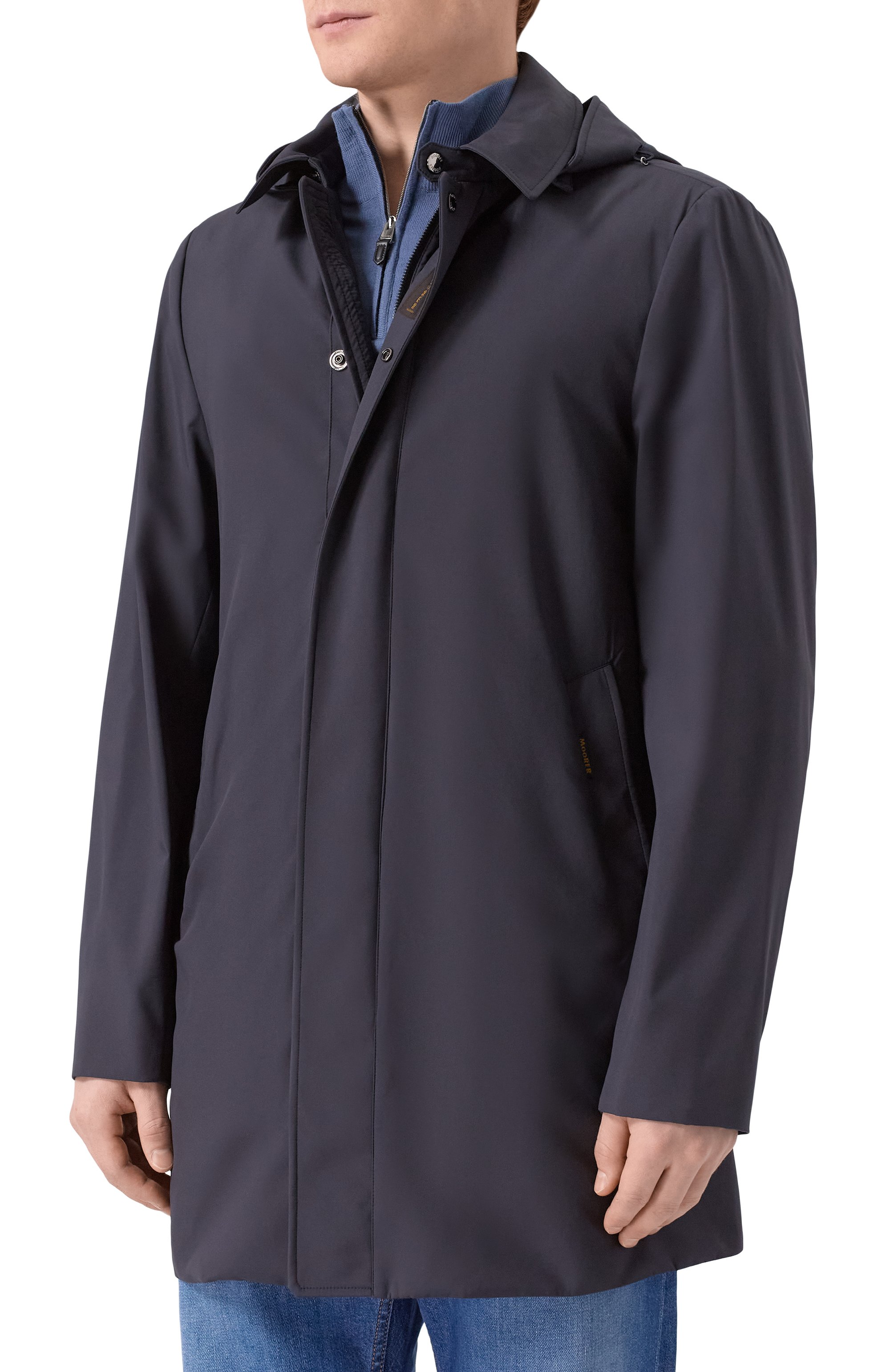 Плащ revido-skt MOORER темно-синего цвета по цене 178000 руб., арт. REVID0/SKT, фото 3 Плащ revido-skt MOORER, арт. REVID0/SKT, фото 3