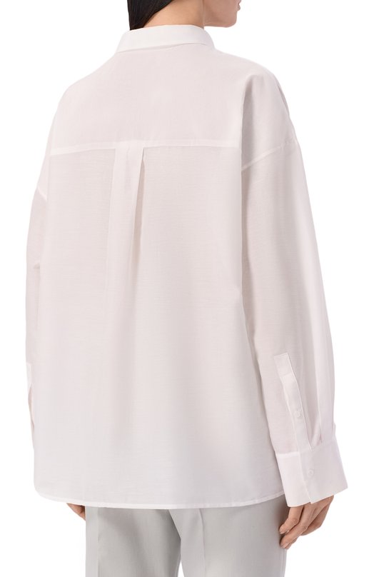 Рубашка из хлопка и шелка 12 STOREEZ 137455 Белый  137455 Фото 4