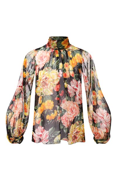 Шелковая блузка DOLCE & GABBANA разноцветного цвета по цене 129500 руб., арт. F7208T/HS1W1, фото 1 Шелковая блузка DOLCE & GABBANA, арт. F7208T/HS1W1, фото 1