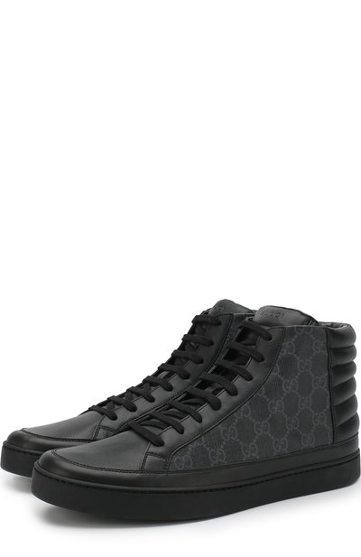 Высокие кожаные кеды gg supreme на шнуровке GUCCI, арт. 433717/A9LN0, фото 1