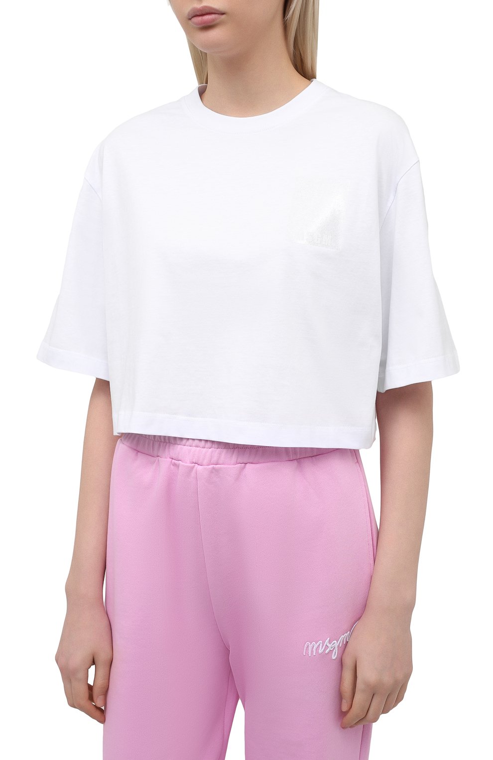 Хлопковая футболка MSGM белого цвета по цене 14850 руб., арт. 3041MDM105 217298, фото 3 Хлопковая футболка MSGM, арт. 3041MDM105 217298, фото 3