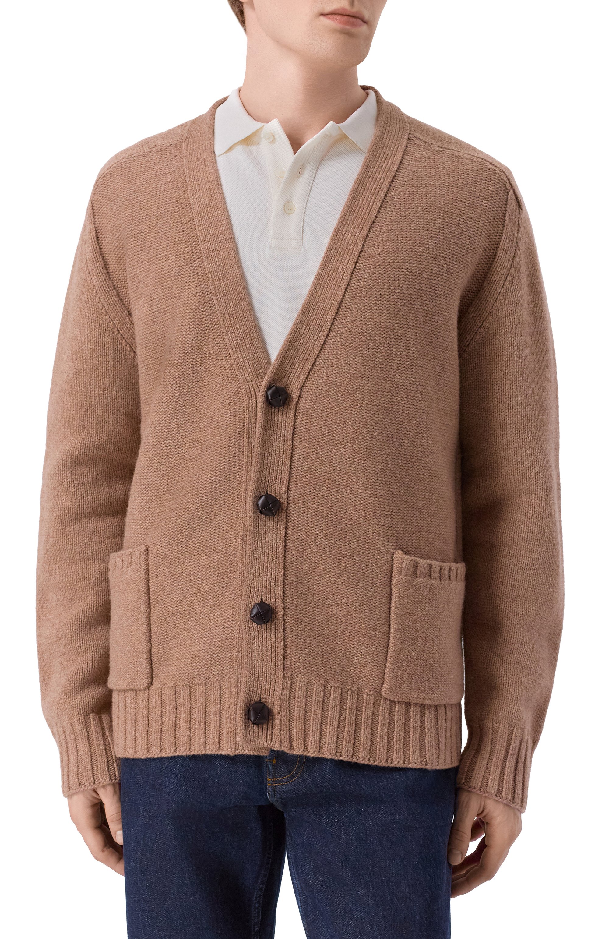 Шерстяной кардиган BOTTEGA VENETA бежевого цвета по цене 223500 руб., арт. 835396/V5LS0, фото 3 Шерстяной кардиган BOTTEGA VENETA, арт. 835396/V5LS0, фото 3