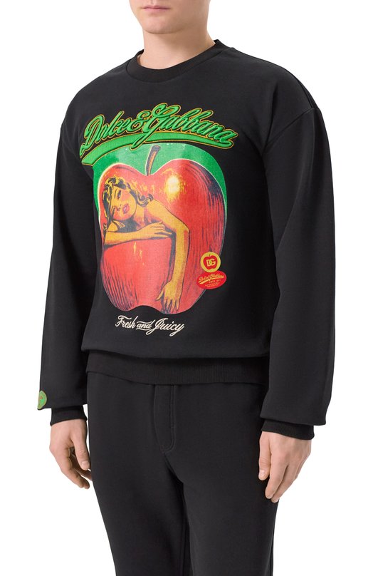 Хлопковый свитшот Dolce & Gabbana G9AHSZ/G7PHG Чёрный  G9AHSZ/G7PHG Фото 3