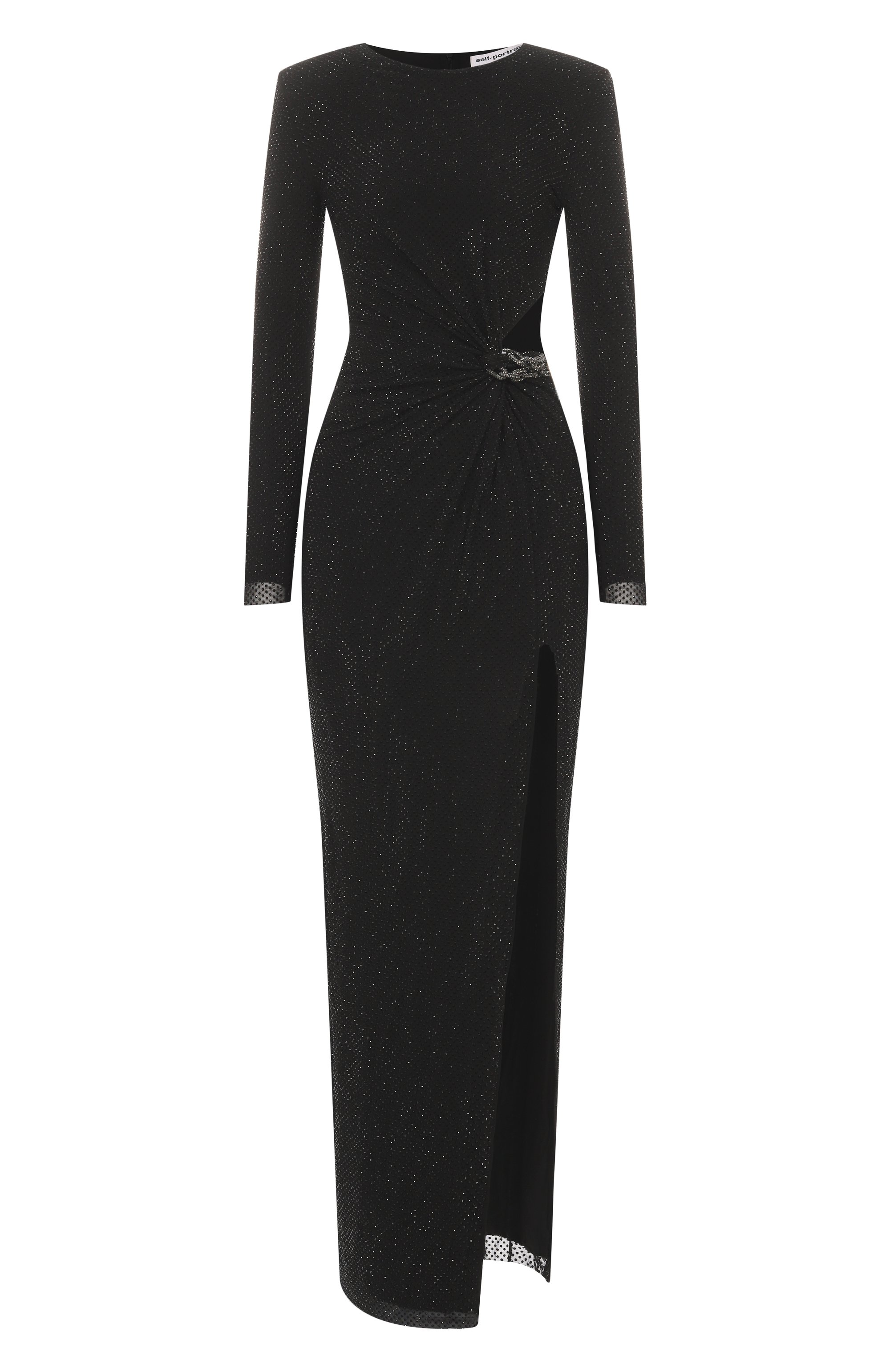 Платье с отделкой стразами SELF-PORTRAIT черного цвета по цене 115000 руб., арт. SC25004XB, фото 1 Платье с отделкой стразами SELF-PORTRAIT, арт. SC25004XB, фото 1