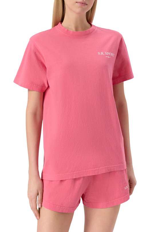 Хлопковая футболка Sporty and Rich T0043612201P139 Розовый  T0043612201P139 Фото 3