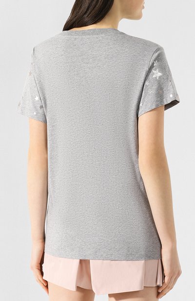 Хлопковая футболка REDVALENTINO серого цвета по цене 12250 руб., арт. RR3MG00E/ZJC, фото 4 Хлопковая футболка REDVALENTINO, арт. RR3MG00E/ZJC, фото 4