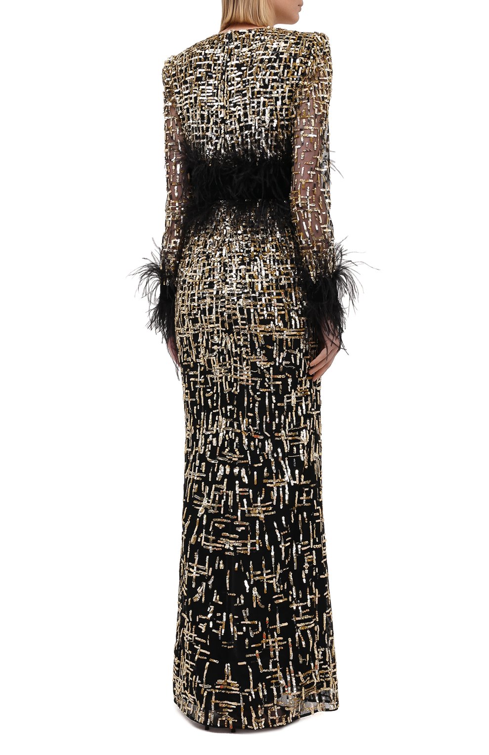 Платье с отделкой перьями ZUHAIR MURAD, арт. DRF21003/EMGT001, фото 4
