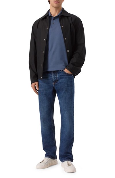 Хлопковое поло BOSS синего цвета по цене 17950 руб., арт. 50468392, фото 2 Хлопковое поло BOSS, арт. 50468392, фото 2