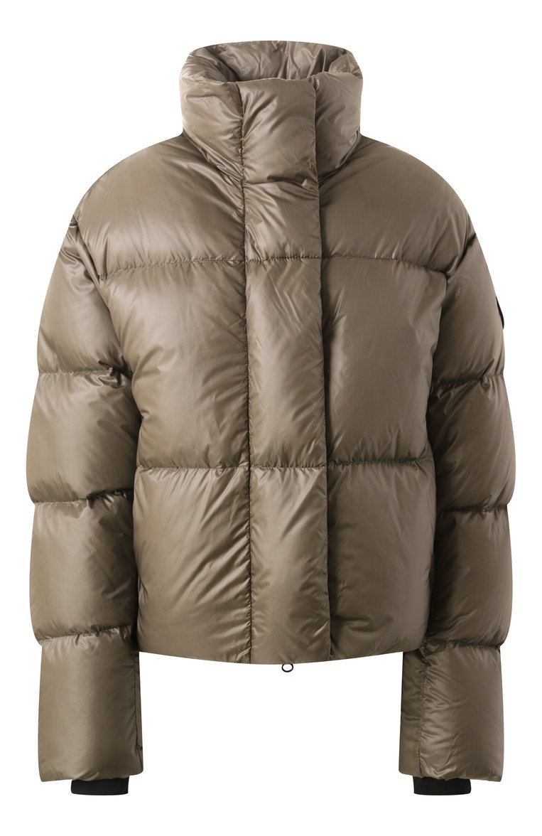 Женский пуховик CANADA GOOSE хаки цвета, арт. 2256WB | Фото 1 (Материал подклада: Синтетический материал; Рукава: Длинные; Материал утеплителя: Пух и перо; Длина (верхняя одежда): Короткие; Стили: Кэжуэл; Кросс-КТ: Пуховик, Куртка; Материал внешний: Синтетический материал)