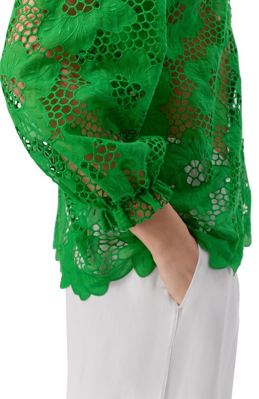 Хлопковая блузка Vika Gazinskaya SS26-12236 Зелёный  SS26-12236 Фото 5