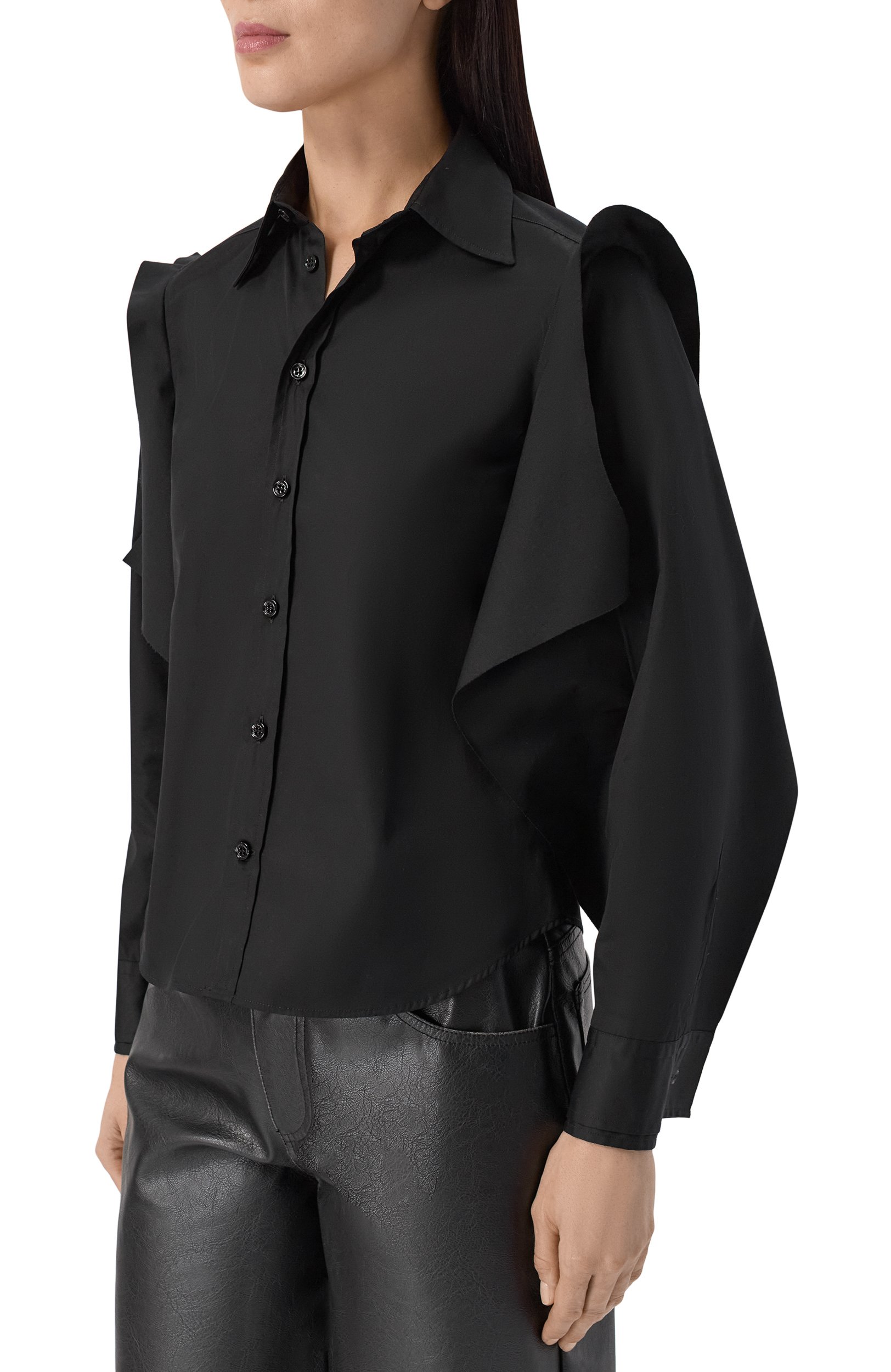 Хлопковая рубашка VETEMENTS черного цвета по цене 109500 руб., арт. WH27SH045SB, фото 3 Хлопковая рубашка VETEMENTS, арт. WH27SH045SB, фото 3